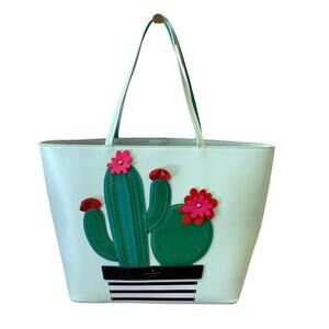 Kate Spade New Horizons Cactus Little Len Tote Bag Island Waters Blue Leather